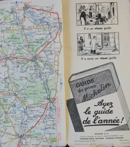 Michelin Straßenkarte 1937 Frankreich Chateauroux (6107)