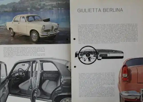 Alfa Romeo Giulietta Berlina Modellprogramm 1956 Automobilprospekt (6192)