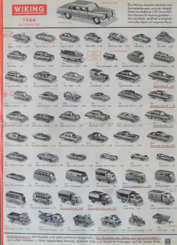 Wiking Modellprogramm Frühjahr 1967 Automobilprospekt (6301)
