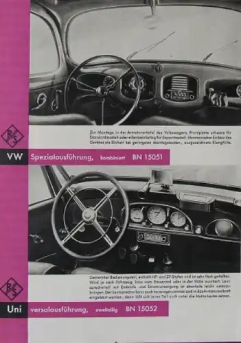 Volkswagen Käfer Zubehörprogramm 1950 "Ihr R-S Autoradio" Automobilprospekt (6609)