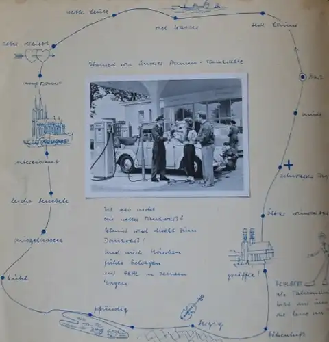 Volkswagen Modellprogramm 1955 "Hochzeitsreise zu dritt" BV Aral Automobilprospekt (8497)