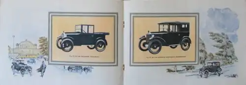 Dixi 3/15 PS Modellprogramm 1928 "Der Kleinwagen" Reuters-Motive Automobilprospekt (8540)