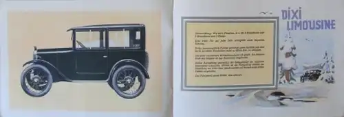 Dixi 3/15 PS Modellprogramm 1928 "Der Kleinwagen" Reuters-Motive Automobilprospekt (8540)