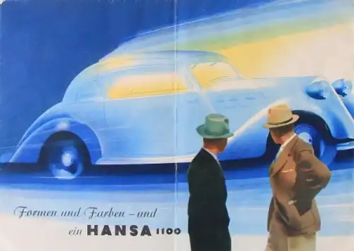 Borgward Hansa 1100 Modellprogramm 1937 "Formen und Farben" Automobilprospekt (8546)