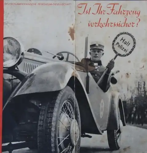 Esso "Ist Ihr Fahrzeug verkehrssicher?" 1932 Tankstellen-Prospekt (8786)