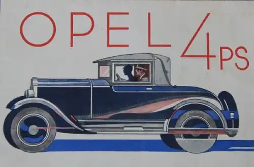 Opel 4 PS Modellprogramm 1928 Automobilprospekt (8870)