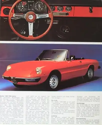 Alfa Romeo Spider 1300 Junior Modellprogramm 1976 Automobilprospekt (9894)