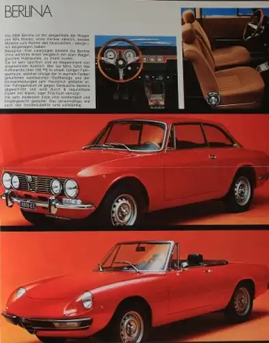 Alfa Romeo 2000 Berlina Veloce Spider Modellprogramm 1975 Automobilprospekt (9887)