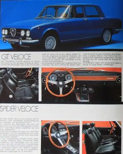 Alfa Romeo 2000 Berlina Veloce Spider Modellprogramm 1975 Automobilprospekt (9887)
