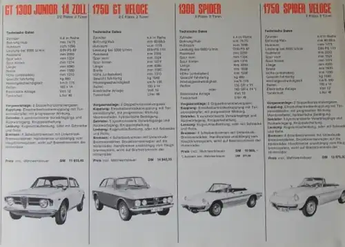 Alfa Romeo Modellprogramm 1969 Automobilprospekt (9888)