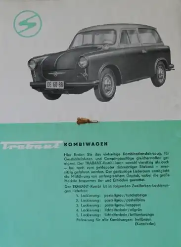 Trabant Modellprogramm 1960 Automobilprospekt (0342)