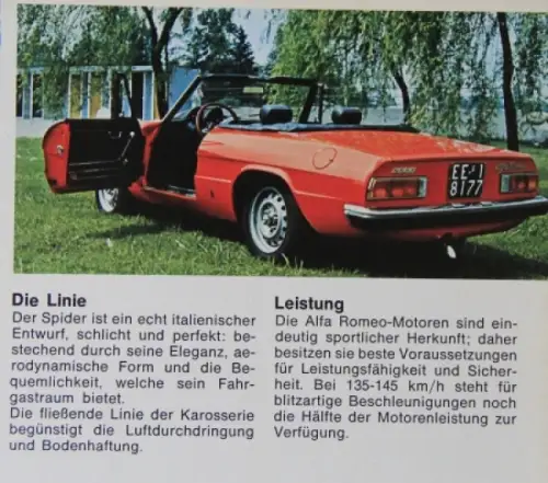 Alfa Romeo Spider 2000 Modellprogramm 1969 Automobilprospekt (0476)