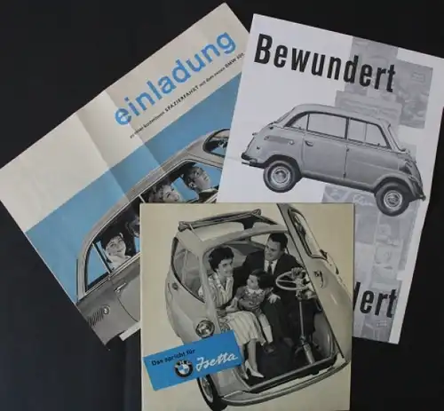 BMW Isetta Modellprogramm 1956 "Das spricht für Isetta" drei Automobilprospekte (0759)