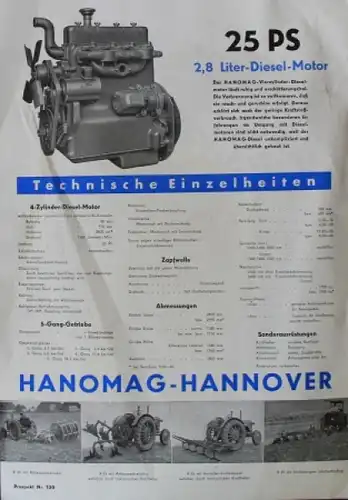 Hanomag R 25-C Diesel 25 PS Modellprogramm 1951 Traktorprospekt (0610)