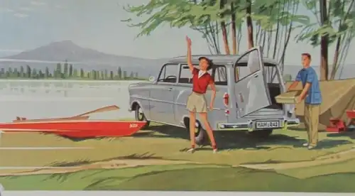 Opel Rekord Caravan Modellprogramm 1956 Automobilprospekt (0943)