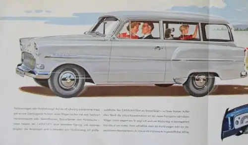 Opel Rekord Caravan Modellprogramm 1956 Automobilprospekt (0943)