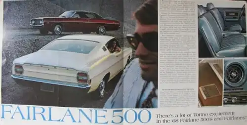 Ford Torino Fairlane Modellprogramm 1968 "Ford newest bright idea" Automobilprospekt (1202)