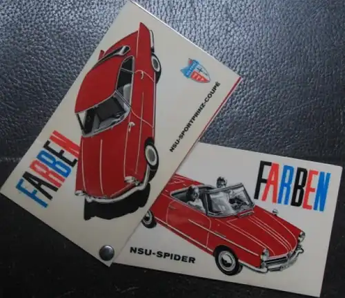 NSU Prinz Sport Coupe Spider 1964 Farbmustertafeln (1525)