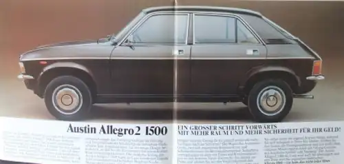 Austin Allegro 1500 SDL Modellprogramm 1975 Automobilprospekt (1815)