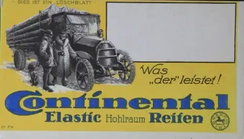 Continental Reifen Löschblatt 1925 "Elastic Hohlraum Reifen - Was der leistet" (0348)