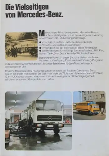 Mercedes-Benz Pritschenwagen Modellprogramm 1972 "Die Vielseitigen" Lastwagenprospekt (8892)