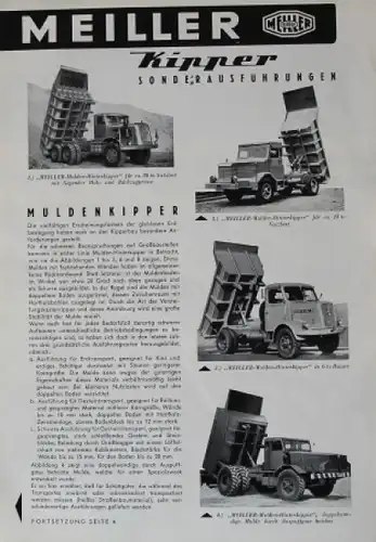 Meiller Kipper Sonderausführungen Modellprogramm 1958 Lastwagenprospekt (2128)