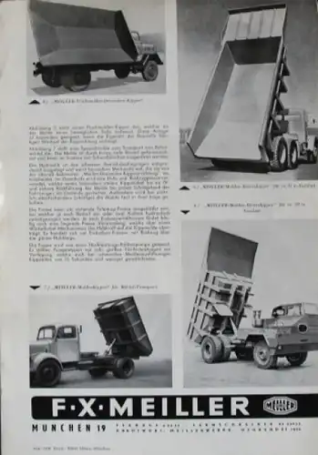 Meiller Kipper Sonderausführungen Modellprogramm 1958 Lastwagenprospekt (2128)