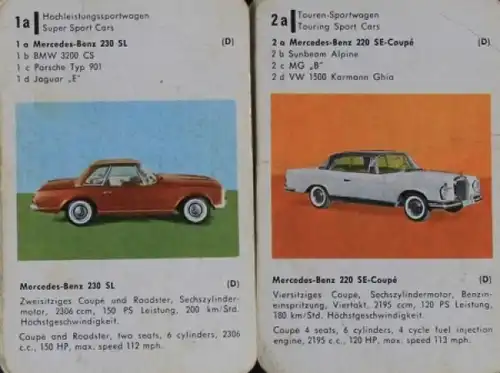 Altenburg Spielkarten "Auto-Quartett" 1963 Kartenspiel (2158)