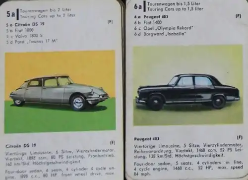 Altenburg Spielkarten "Auto-Quartett" 1963 Kartenspiel (2158)