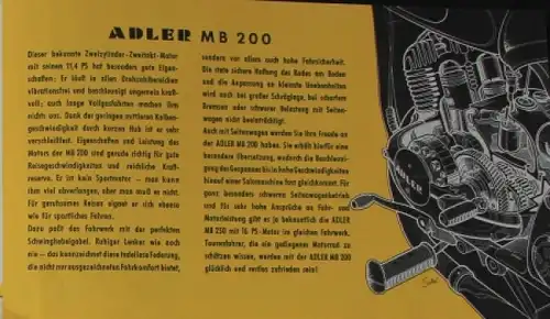 Adler MB 200 Zweitakt Modellprogramm 1955 Motorradprospekt (2314)