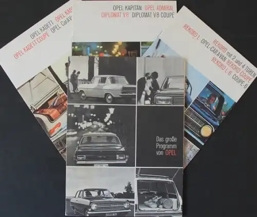 Opel Modellprogramm 1965 Automobil-Verkaufsmappe mit 3 Prospekten (2198)
