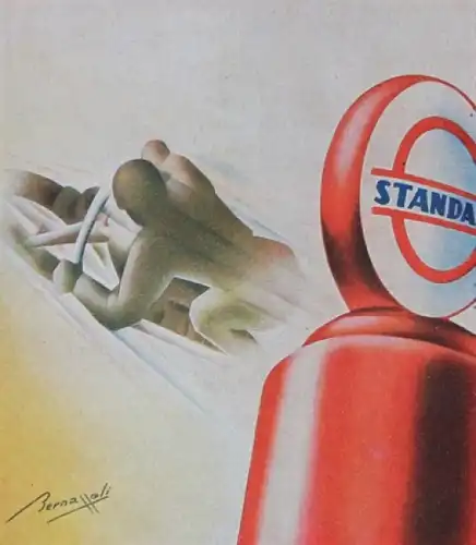 Esso Standard Werbe-Plakat Motorradmotiv von Bernaoli 1930 (2423)