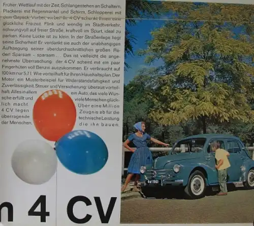 Renault 4 CV Modellprogramm 1958 Automobilprospekt (2974)