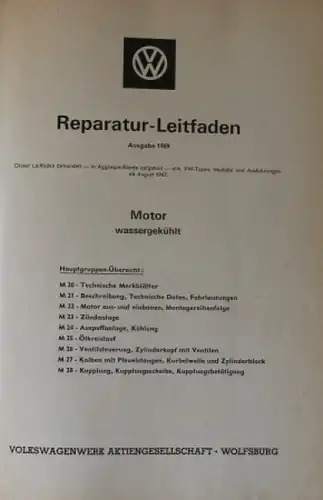 Volkswagen "Motor Wassergekühlt" 1969 Reparatur-Handbuch (0789)