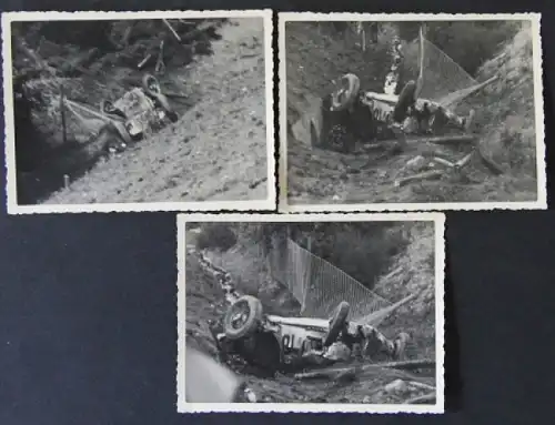 Chiron Unfall beim Großen Preis von Deutschland 1936 drei Originalfotos (3498)