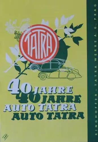 Tatra Modellprogramm 1937 "40 Jahre Auto Tatra" Automobilprospekt (3793)