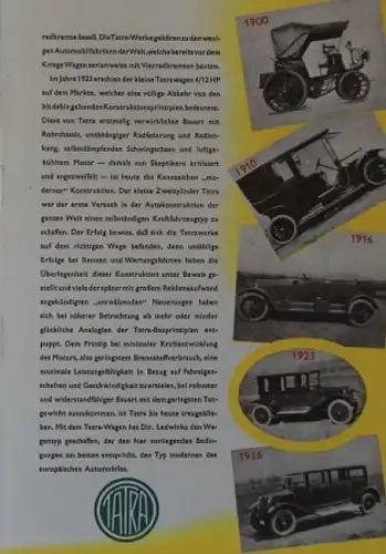 Tatra Modellprogramm 1937 "40 Jahre Auto Tatra" Automobilprospekt (3793)