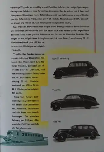 Tatra Modellprogramm 1937 "40 Jahre Auto Tatra" Automobilprospekt (3793)