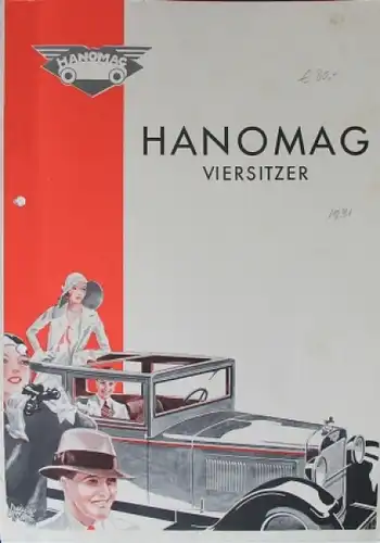 Hanomag Modellprogramm 1931 Viersitzer Automobilprospekt (3815)