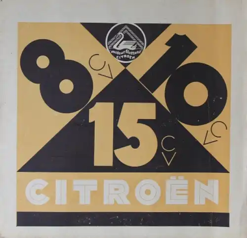 Citroen 8 CV - 15 CV Modellprogramm 1933 Automobilprospekt (3913)