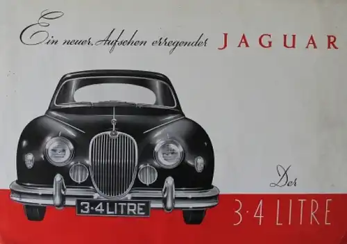 Jaguar 3,4 Liter Modellprogramm 1958 "Ein neuer, Aufsehen erregender Jaguar" Automobilprospekt (3979)
