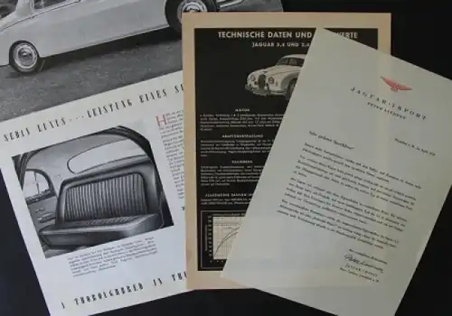 Jaguar 3,4 Liter Modellprogramm 1958 "Ein neuer, Aufsehen erregender Jaguar" Automobilprospekt (3979)