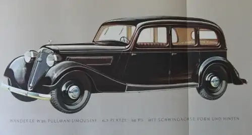 Wanderer 6 Zylinder Modellprogramm 1938 Automobilprospekt (3989