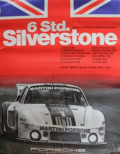 Porsche 1978 "6 Std. Silverstone" Original Rennplakat (5054)