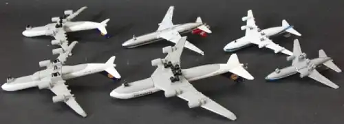 Schuco Boing 747 Flugzeuge 1975 sechs Metallmodelle verschiedener Airlines (4827)