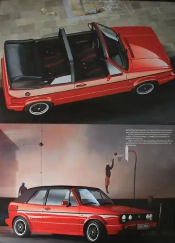 Volkswagen Golf Cabriolet Modellprogramm 1991 "Die Golf Cabriolets" Automobilprospekt (5333)