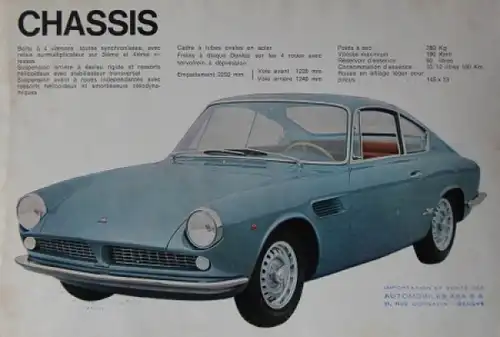 ASA Bertone Coupe 1000 GT Modellprogramm 1962 Automobilprospekt (5458)