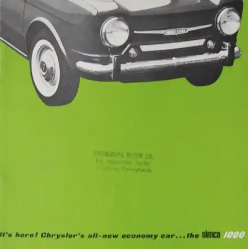 Simca 1000 Modellprogramm 1963 Automobilprospekt (5439)