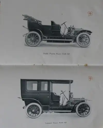 Brasier Automobiles Modellprogramm 1908 Automobilprospekt (5387)