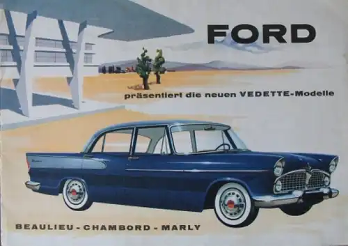 Simca Vedette Modellprogramm 1954 Automobilprospekt (5397)